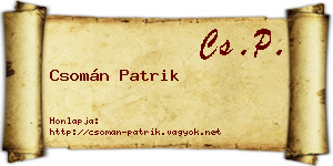 Csomán Patrik névjegykártya